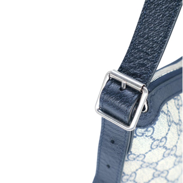 Navy Blue Gucci Navy Gg Supreme Canvas and Leather Small Ophidia Crossbody Bag, 2018. For Sale - Image 8 of 17