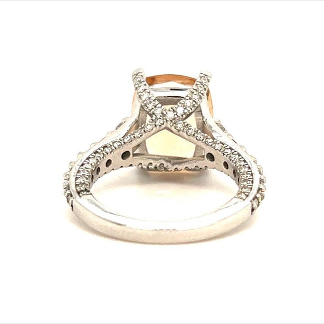 Traditional Natural Morganite Diamond Ring 14k Gold 4.26 TCW Certified, Size 5 For Sale - Image 3 of 15