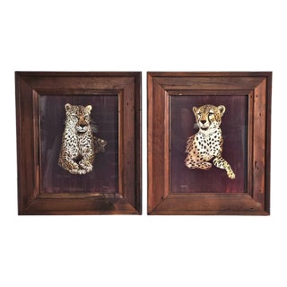Marjorie Brice Leopard Cheetah Prints Widsor Arts Framed Pair For Sale