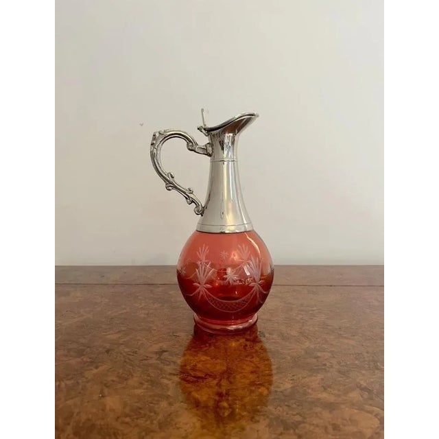 Edwardian Cranberry Glass Wine Decanter, 1910s For Sale - Image 6 of 6