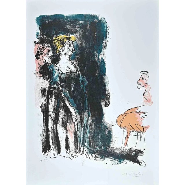 The Gentle Meeting is the original etching and aquatint on paper realized by Carlo Mattioli in the 1970s. Hand-signed on...