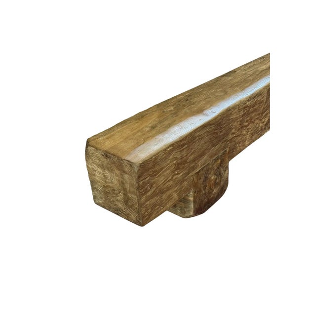 Monumental Solid Teak Wood Bench Modern Organic, Stunning Wood Textures For Sale - Image 4 of 7