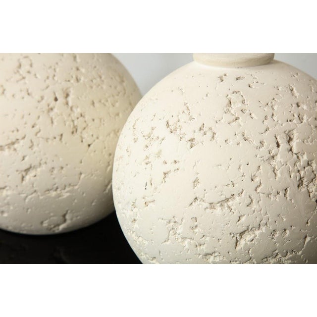 Not Yet Made - Made To Order Bespoke Textured Circular Plaster Lamps - a Pair For Sale - Image 5 of 8