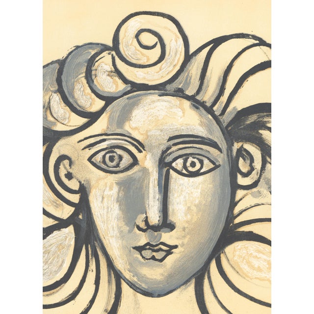 Original lithograph after an earlier painting by Pablo Picasso from the monograph "La Guerre et La Paix" (War and Peace),...