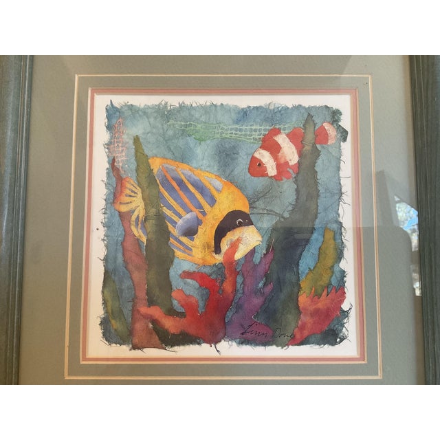 Coastal Late 20th Century Framed Tropical Fish Watercolor Art Signed by Artist For Sale - Image 3 of 6