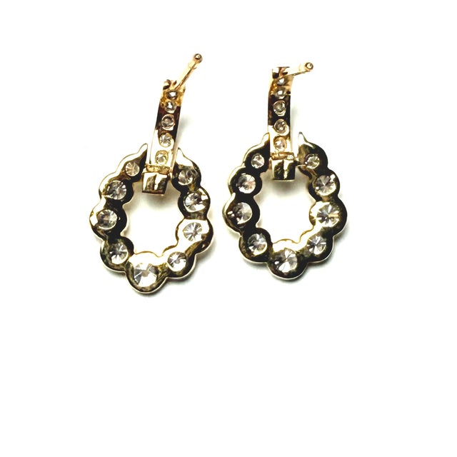 Gia Certified 14k Yellow Gold Door-Knocker Diamond Drop Earrings 1.60 CTW D–g Vs, Pair For Sale In New York - Image 6 of 10