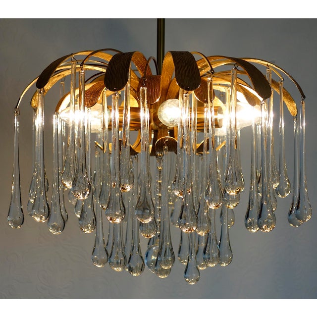 Brass Crystal Drop Chandelier from Palwa, 1960s For Sale - Image 9 of 12