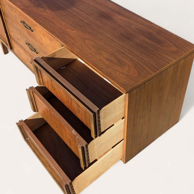 Late 20th Century L.A. Period Furniture Nine-Drawer Walnut Dresser For Sale - Image 17 of 18