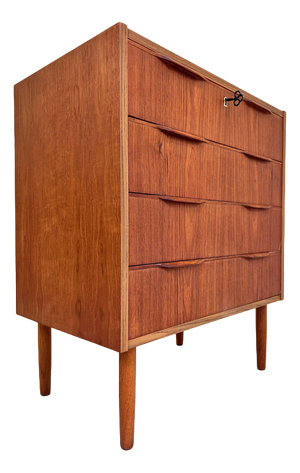 Teak Chest of Drawers with Lock, Denmark, 1960s