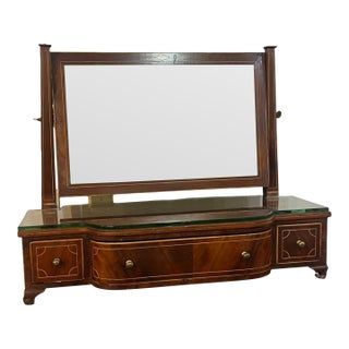 Late 19th Century Georgian Regency Victorian Empire Walnut Vanity Dressing Table Mirror For Sale
