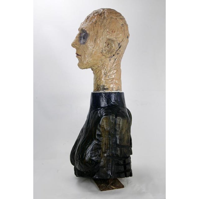 Wood Figurative Sculpture in Raku Ceramic and Carved Poplar by Óscar Aldonza Torres, 2021 For Sale - Image 7 of 16
