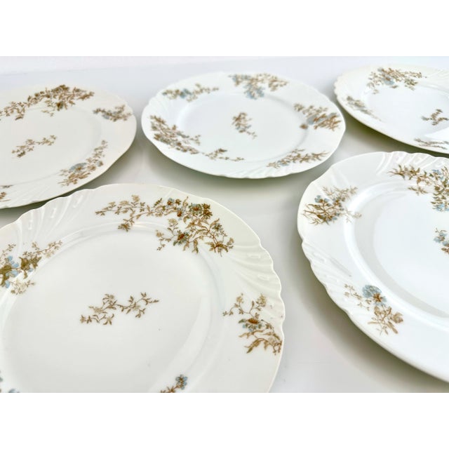 1940s Vintage Jean Pouyat Limoges Dinner Plates- Set of 5 For Sale - Image 9 of 12