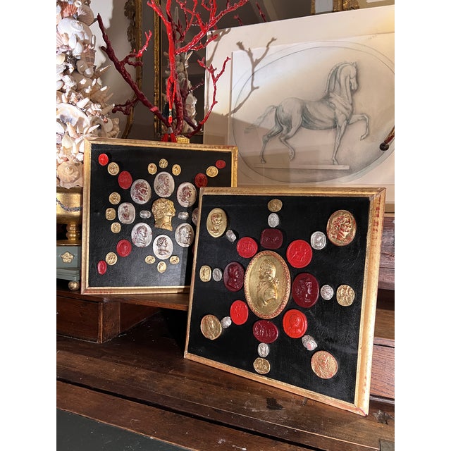 Pair of Venetian Baroque Style Gold & Silver Leaf Cameo Intaglio Classical Grand Tour Collection For Sale - Image 16 of 16