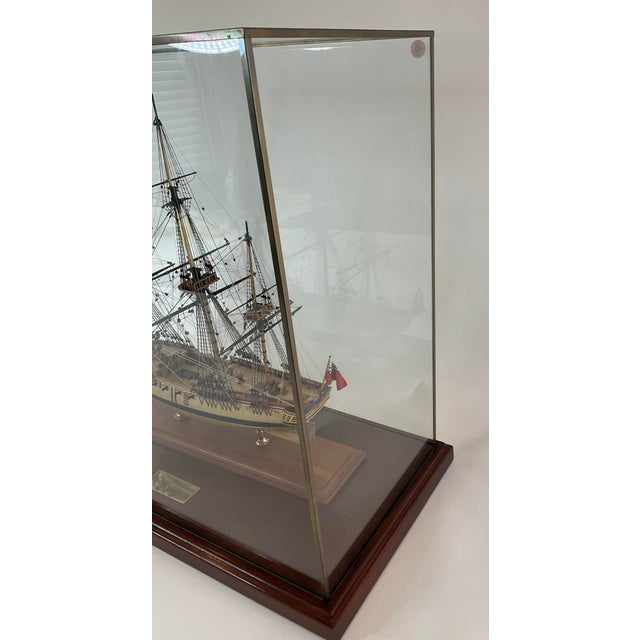 Alan Burghart Scale Model of HMS Rose 1757 Wooden Ship Display Case Handmade For Sale - Image 4 of 17