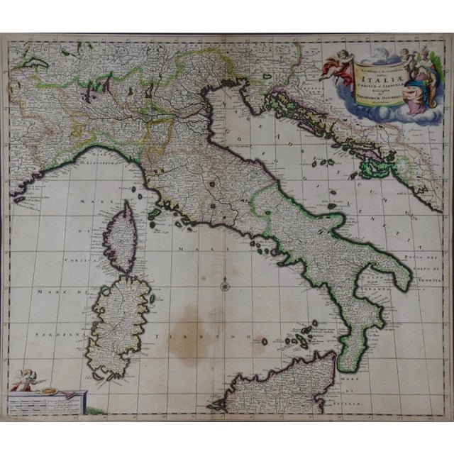 This hand colored 17th century Dutch map entitled "Novissima et Accuratissima totius Italiae Corsicae et Sardiniae...