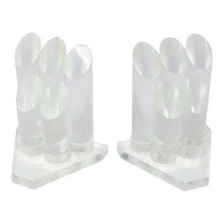 1970s Pair of Stacked Lucite Bookends For Sale