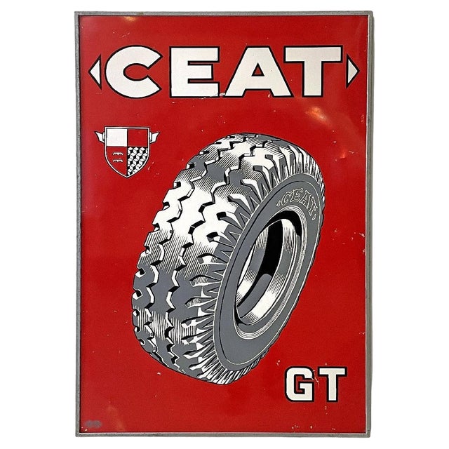 Mid-Century Modern Italian Graphic Ceat Advertising Sign, 1950s For Sale