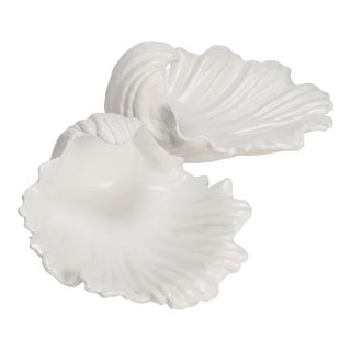 White Plaster Shell Sconces- Set of 2 For Sale