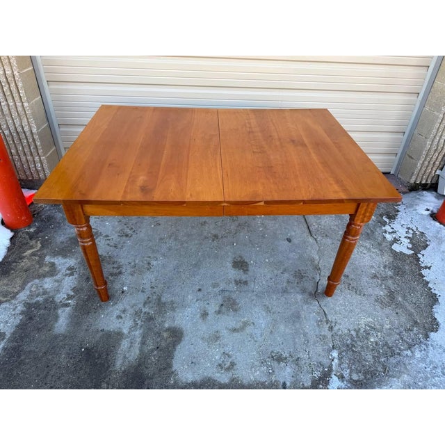 Custom Made Farm Style Solid Cherry Natural Finish Dining Table & 2 Leaves.by Ohio Amish For Sale - Image 4 of 12