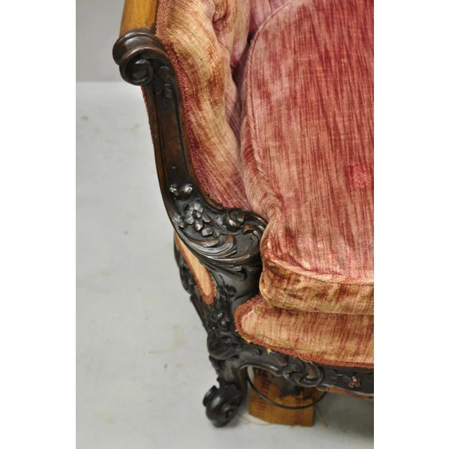 Early 20th Century Antique French Louis XV Rococo Style Ornate Carved Walnut Settee Loveseat Sofa For Sale In Philadelphia - Image 6 of 12