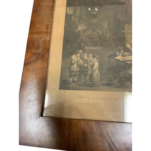 Antique 18th Century Framed French Culinary Themed Engraving Print, La Boudinière, Meaning Charcuterie. Great for Kitchen & Culinary Decor. See Pics! For Sale In New Orleans - Image 6 of 11