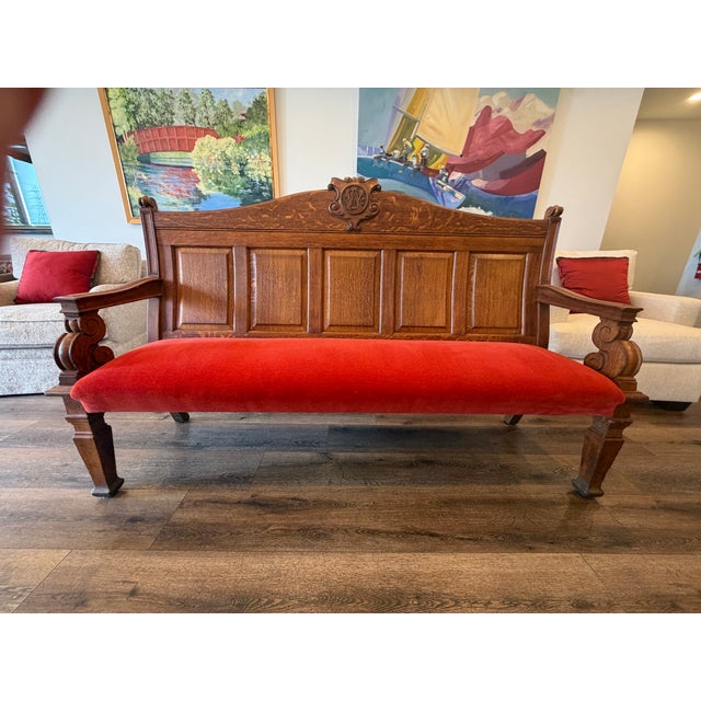 Vintage 19th Century English Oak Church Pew For Sale - Image 4 of 13