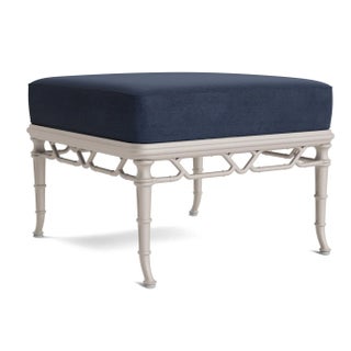 Brown Jordan Calcutta Ottoman, Dove frame with Fusion Neptune fabric For Sale