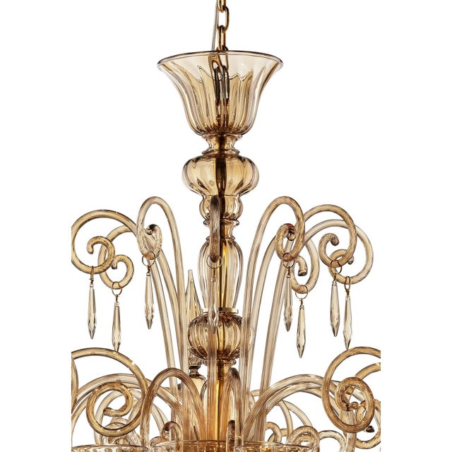 Dark Amber Pagliesco Lively Curls Murano Glass Chandelier by Simoeng for Simoeng For Sale - Image 4 of 6