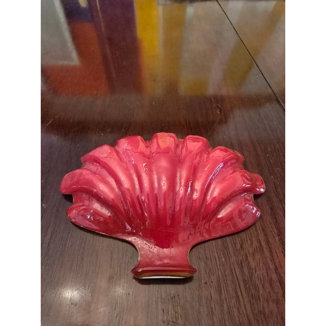 Antique Bohemian Glass Moser Ruby Sea Shell Enamel For Sale - Image 11 of 11