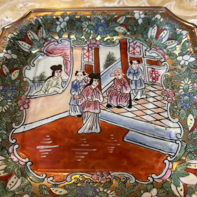 Vintage Ceramic Asian Style Small Detailed Plate For Sale - Image 4 of 7