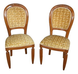 Set of Art Deco Blond Mahogany Chairs, 1940