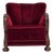 Danish Relax Armchair in Cherry-Red Furniture Velour & Dark Beech Wood, 1950s For Sale