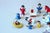 Traditional handmade wooden german christmas ornaments - set of 15 - in good vintage condition