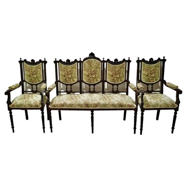 19th Century Portuguese Sofa and Armchairs, Set of 3 For Sale - Image 5 of 7