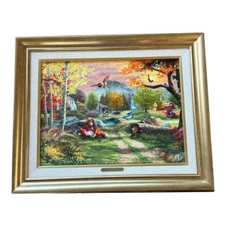 Thomas Kinkade Studios Disney “The Fox and the Hound” Framed Canvas With Coa For Sale