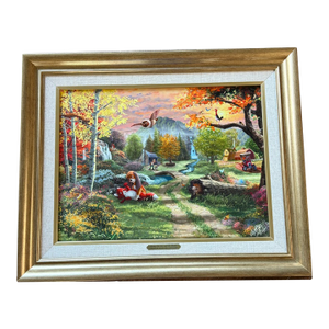 Thomas Kinkade Studios Disney “The Fox and the Hound” Framed Canvas With Coa