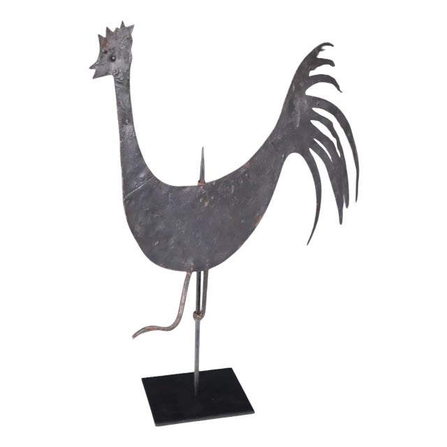 French Artist, Large Handcrafted Cockerel Sculpture, 1880, Iron For Sale