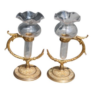 Signed F. & C. Osler 19th Century Gilt Bronze Serpantine Epergnes - A Pair For Sale