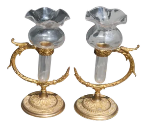 Signed F. & C. Osler 19th Century Gilt Bronze Serpantine Epergnes - A Pair