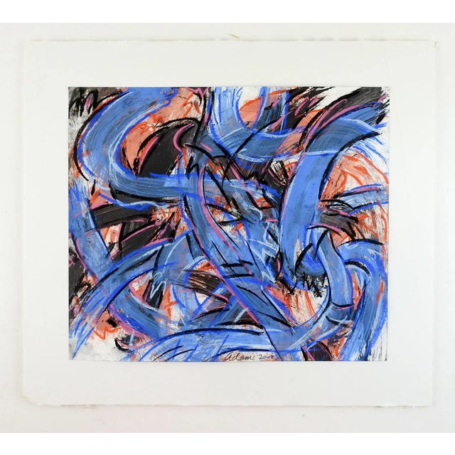 Contemporary Abstract Blue & Pink Ribbons Painting by Jerry Adams For Sale - Image 3 of 3