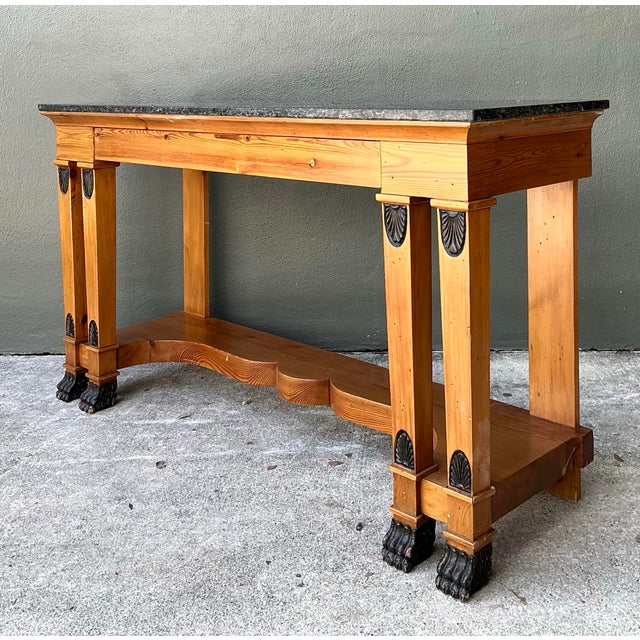 Vintage William Switzer Carved Wood Console With Stone Top For Sale - Image 10 of 12