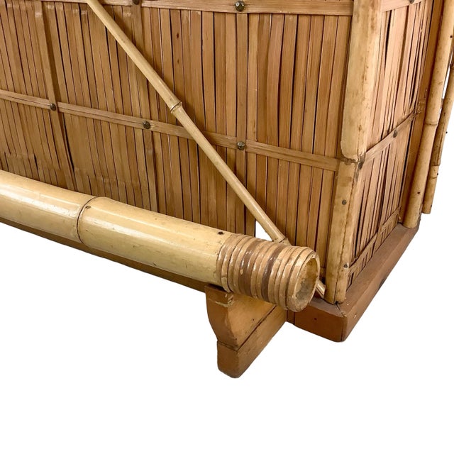 Vintage Bamboo & Woven Rattan Freestanding Dry Bar With Shelving For Sale In Philadelphia - Image 6 of 17