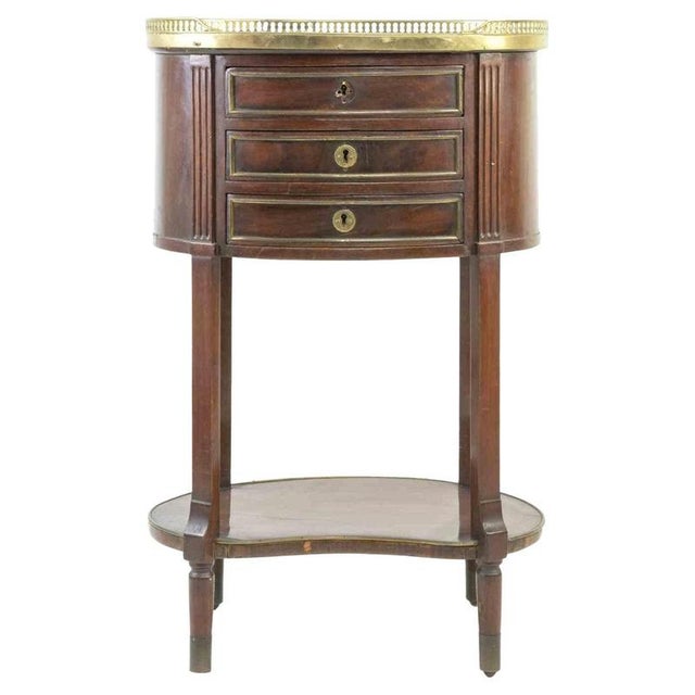 Wood Vintage Mahogany Bedside Table with Marble Top, Italy For Sale - Image 7 of 7
