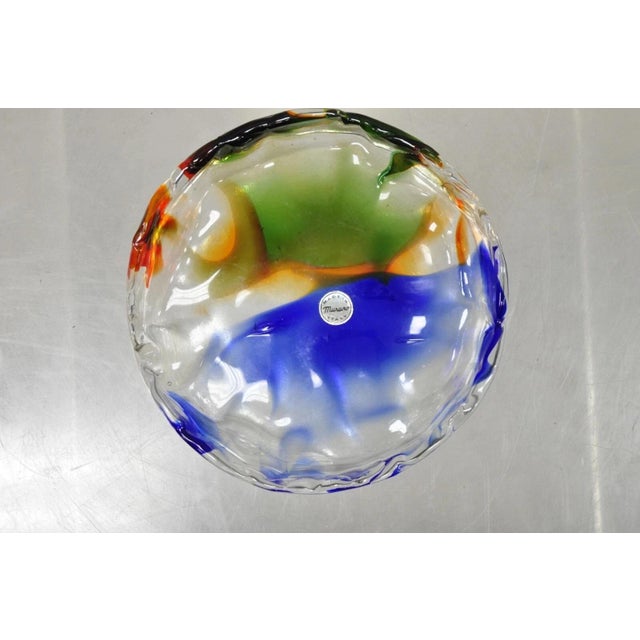 Mid-Century Modern Vintage Mid Century Modern Italian Murano Blue Green Art Glass Ashtray Catchall For Sale - Image 3 of 11