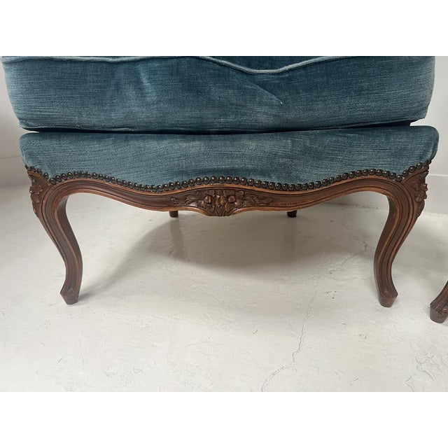 Louis XV Style Bergère Armchairs in Wood, 20th Century, Set of 2 For Sale - Image 4 of 13