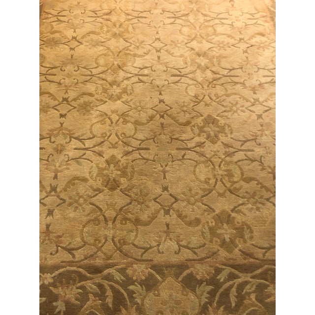 Traditional Neutral Luxurious Silk Tibetan Area Rug- 6′2″ × 8′11″ For Sale - Image 3 of 10