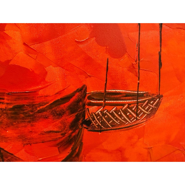 Asian Contemporary Bold Artwork With Figure Inset, Framed + Signed For Sale - Image 9 of 12