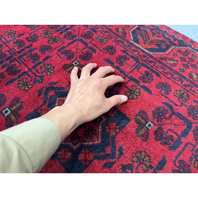 Red and Navy Tribal Geometric Runner Rug, 2'9" X 15'6" For Sale - Image 14 of 17