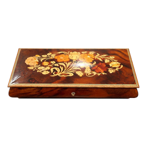 Mid 20th Century Modern Italian Inlaid Wood Music Jewelry Box, Italian Movement, Working