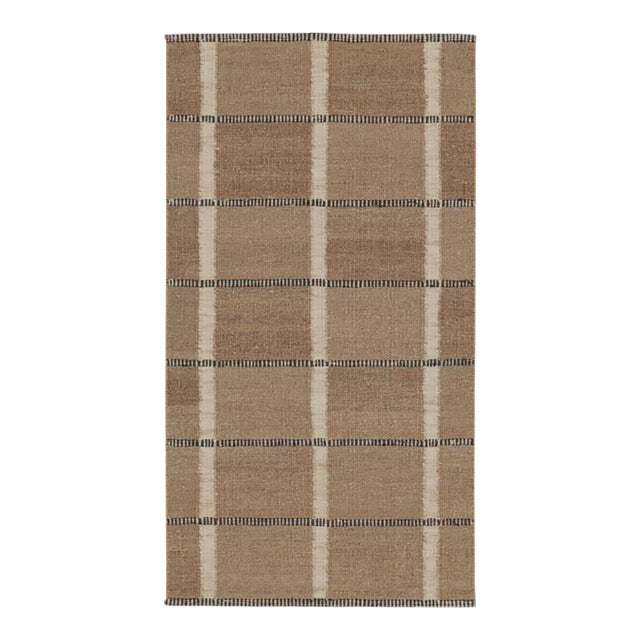 Rug & Kilim’s Scandinavian-Inspired Rug, Beige-Brown Earth Tones With Stripes For Sale
